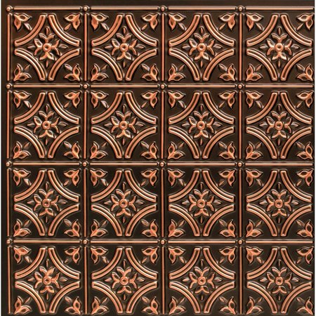 FROM PLAIN TO BEAUTIFUL IN HOURS Gothic Reims Faux Tin/ PVC 24-in x 24-in Antique Copper Textured Surface-mount Ceiling Tile, 10PK 150ac-24x24-10